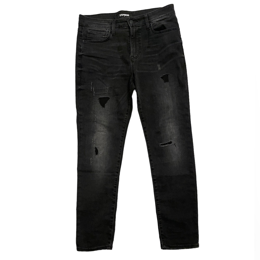 Express Men’s slim jeans black with rips size 33W 30L